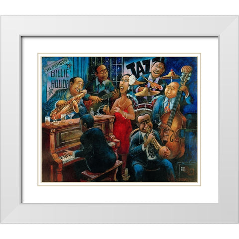 Lady in Red White Modern Wood Framed Art Print with Double Matting by Bell, Bill