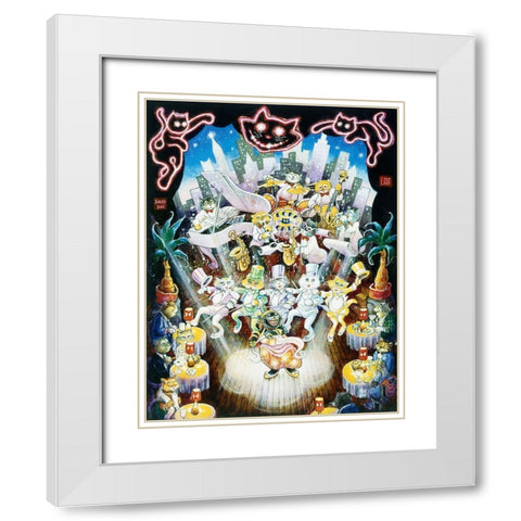 Copa Cats  White Modern Wood Framed Art Print with Double Matting by Bell, Bill