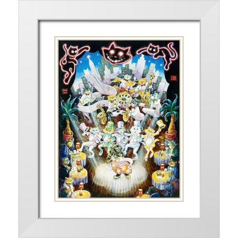 Copa Cats  White Modern Wood Framed Art Print with Double Matting by Bell, Bill