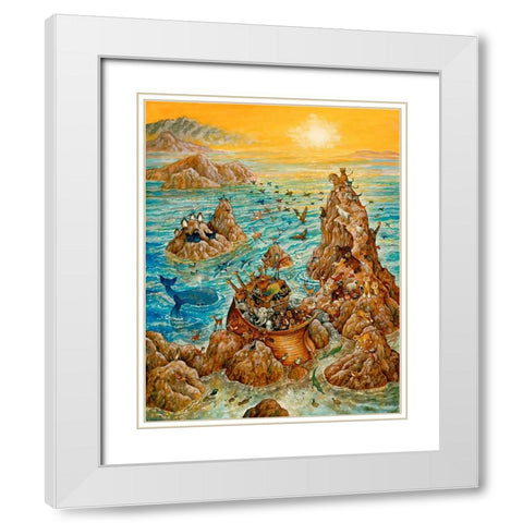 Noahs Sun Day White Modern Wood Framed Art Print with Double Matting by Bell, Bill