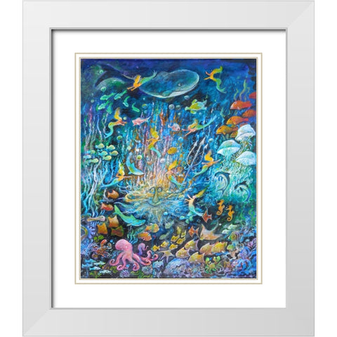 Neptunes World White Modern Wood Framed Art Print with Double Matting by Bell, Bill