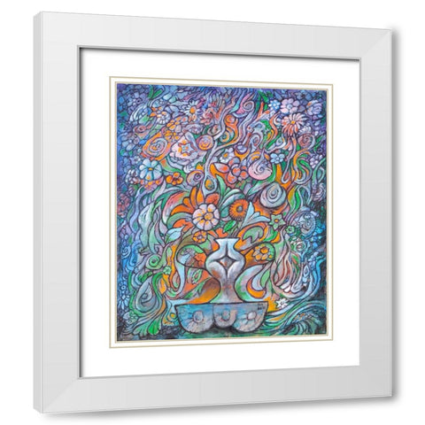 The Flower Vase White Modern Wood Framed Art Print with Double Matting by Bell, Bill