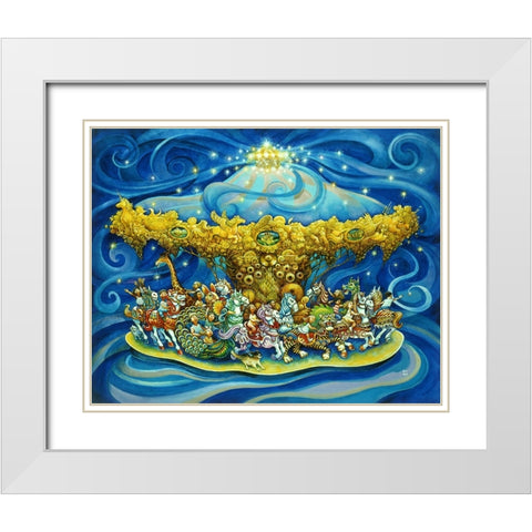 Carousel White Modern Wood Framed Art Print with Double Matting by Bell, Bill