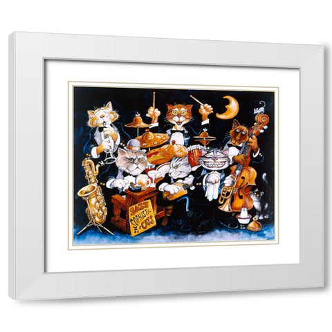 Jazz Sophisticats White Modern Wood Framed Art Print with Double Matting by Bell, Bill