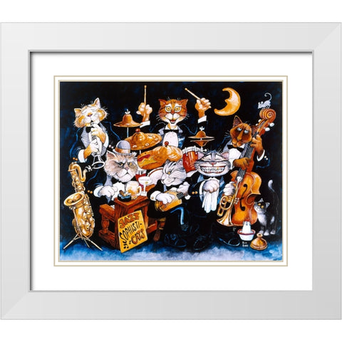 Jazz Sophisticats White Modern Wood Framed Art Print with Double Matting by Bell, Bill