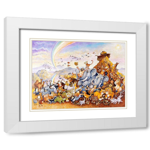 Noahs Happy Ending White Modern Wood Framed Art Print with Double Matting by Bell, Bill