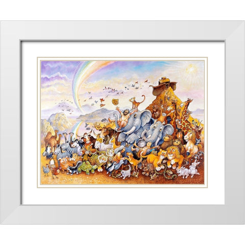 Noahs Happy Ending White Modern Wood Framed Art Print with Double Matting by Bell, Bill