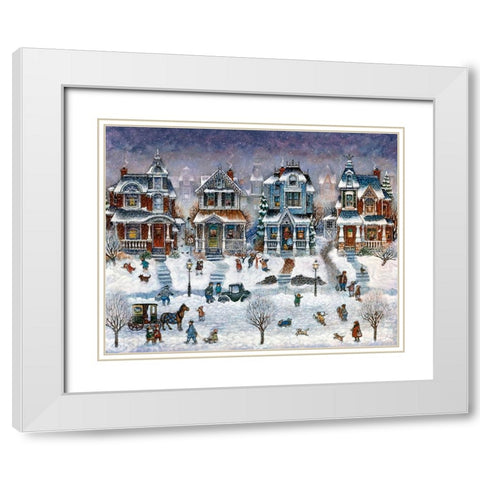 Snow Day White Modern Wood Framed Art Print with Double Matting by Bell, Bill