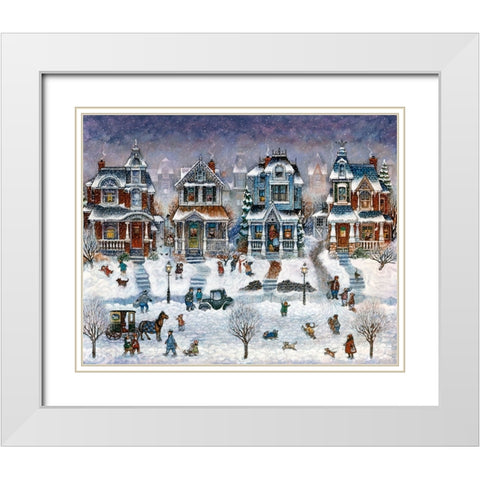 Snow Day White Modern Wood Framed Art Print with Double Matting by Bell, Bill