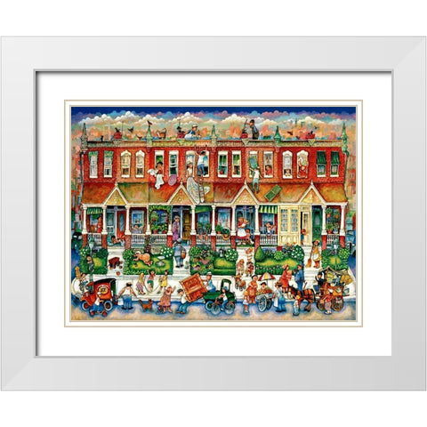 Row Houses  White Modern Wood Framed Art Print with Double Matting by Bell, Bill