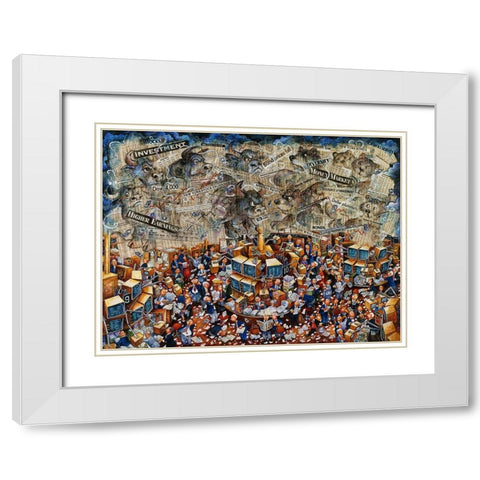 Week On Wall Street White Modern Wood Framed Art Print with Double Matting by Bell, Bill