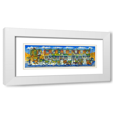 Row Of Houses Long White Modern Wood Framed Art Print with Double Matting by Bell, Bill