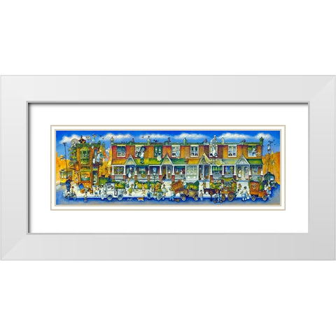 Row Of Houses Long White Modern Wood Framed Art Print with Double Matting by Bell, Bill