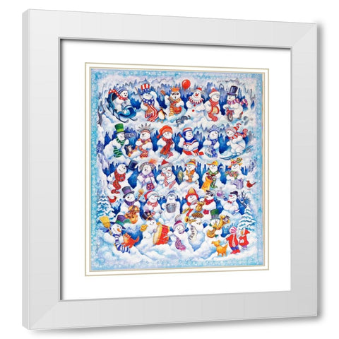 Snowfolks White Modern Wood Framed Art Print with Double Matting by Bell, Bill
