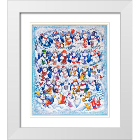 Snowfolks White Modern Wood Framed Art Print with Double Matting by Bell, Bill