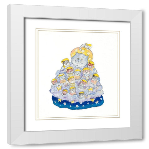 The Angel Cats White Modern Wood Framed Art Print with Double Matting by Bell, Bill