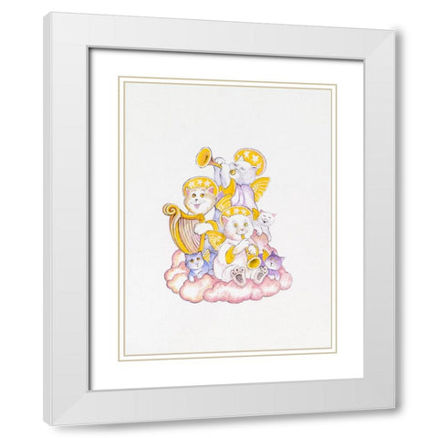 Musical Cats White Modern Wood Framed Art Print with Double Matting by Bell, Bill