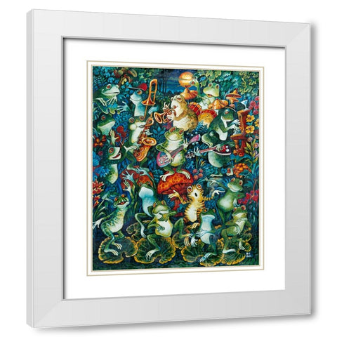 Moon Music White Modern Wood Framed Art Print with Double Matting by Bell, Bill