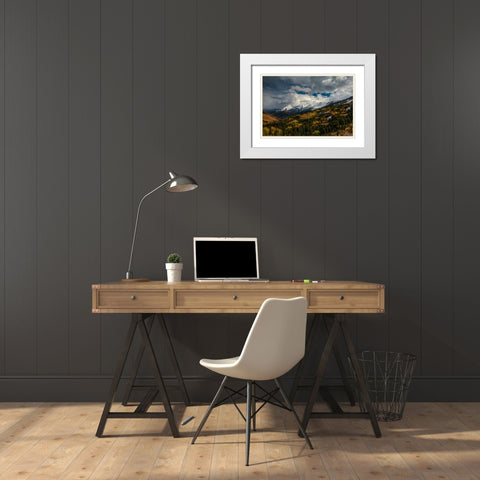 Storm Over Red Mountain Pass White Modern Wood Framed Art Print with Double Matting by Sherrell, Bill