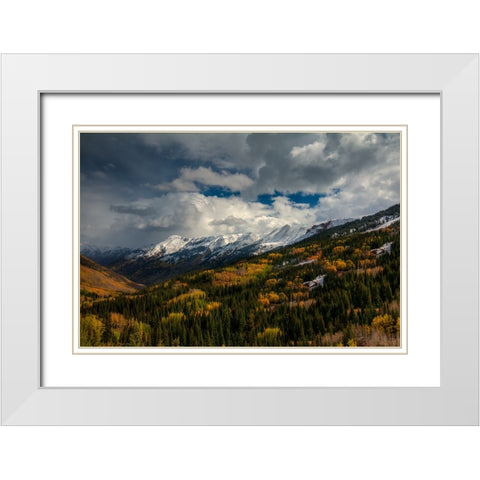 Storm Over Red Mountain Pass White Modern Wood Framed Art Print with Double Matting by Sherrell, Bill