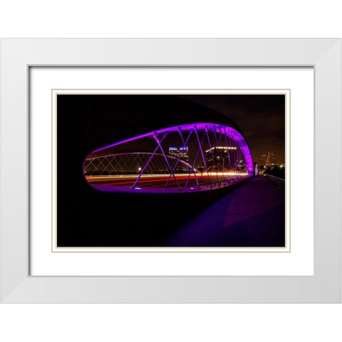 Crossing The West 7th Street Bridge White Modern Wood Framed Art Print with Double Matting by Sherrell, Bill