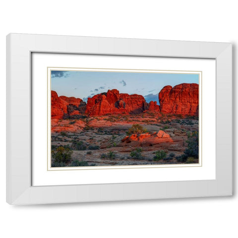 Glowing Rocks White Modern Wood Framed Art Print with Double Matting by Sherrell, Bill