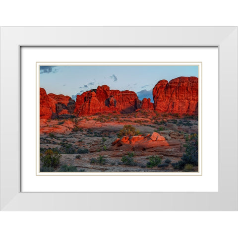 Glowing Rocks White Modern Wood Framed Art Print with Double Matting by Sherrell, Bill