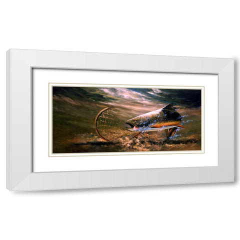 Nothing But Net - Brook Trout White Modern Wood Framed Art Print with Double Matting by Langton, Bruce