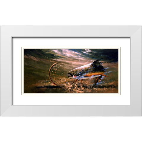 Nothing But Net - Brook Trout White Modern Wood Framed Art Print with Double Matting by Langton, Bruce