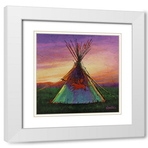 Red Horse White Modern Wood Framed Art Print with Double Matting by Langton, Bruce