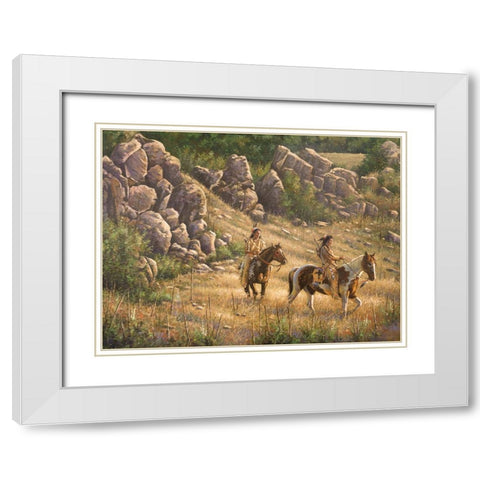 Warriors Through The Pass White Modern Wood Framed Art Print with Double Matting by Langton, Bruce