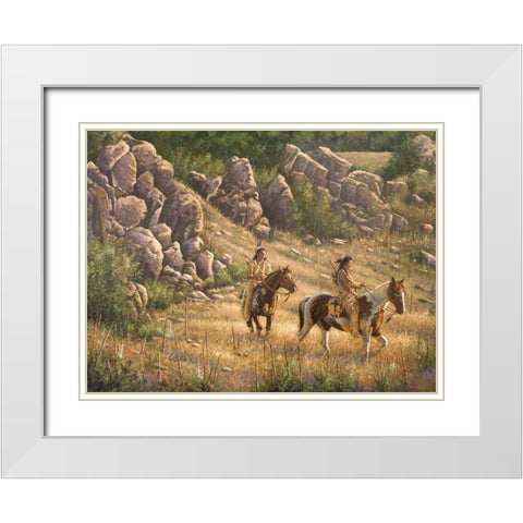 Warriors Through The Pass White Modern Wood Framed Art Print with Double Matting by Langton, Bruce
