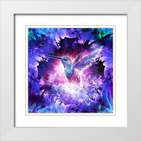 Hummingbird Love White Modern Wood Framed Art Print with Double Matting by Gray, Cameron