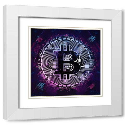 Bitcoin 1 White Modern Wood Framed Art Print with Double Matting by Gray, Cameron