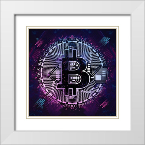 Bitcoin 1 White Modern Wood Framed Art Print with Double Matting by Gray, Cameron