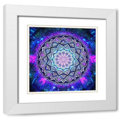 Flower Bloom Mandala White Modern Wood Framed Art Print with Double Matting by Gray, Cameron
