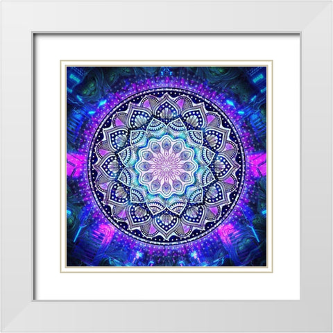 Flower Bloom Mandala White Modern Wood Framed Art Print with Double Matting by Gray, Cameron