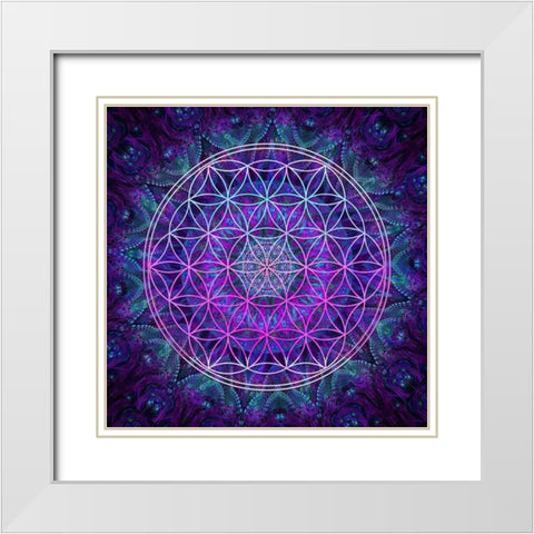 Flower Of Life White Modern Wood Framed Art Print with Double Matting by Gray, Cameron