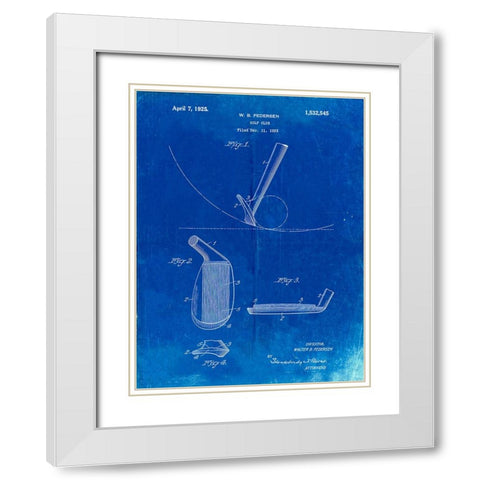 PP240-Faded Blueprint Golf Wedge 1923 Patent Poster White Modern Wood Framed Art Print with Double Matting by Borders, Cole