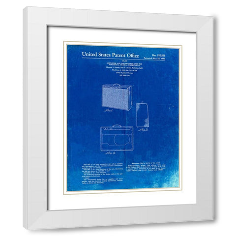 PP405-Faded Blueprint Fender 1962 Pro Amp Patent Poster White Modern Wood Framed Art Print with Double Matting by Borders, Cole