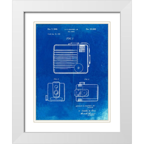 PP606-Faded Blueprint Kodak Brownie Hawkeye Patent Poster White Modern Wood Framed Art Print with Double Matting by Borders, Cole