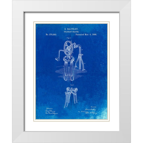 PP620-Faded Blueprint Baltzley Egg Beater Patent Poster White Modern Wood Framed Art Print with Double Matting by Borders, Cole