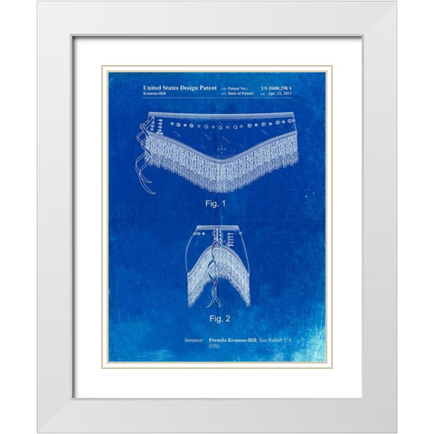 PP685-Faded Blueprint Belly Dancing Belt Poster White Modern Wood Framed Art Print with Double Matting by Borders, Cole
