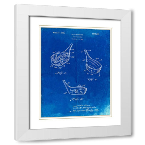 PP858-Faded Blueprint Golf Fairway Club Head Patent Poster White Modern Wood Framed Art Print with Double Matting by Borders, Cole
