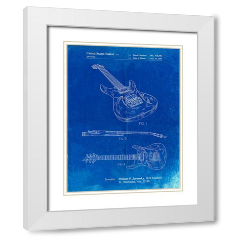 PP888-Faded Blueprint Ibanez Pro 540RBB Electric Guitar Patent Poster White Modern Wood Framed Art Print with Double Matting by Borders, Cole