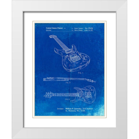PP888-Faded Blueprint Ibanez Pro 540RBB Electric Guitar Patent Poster White Modern Wood Framed Art Print with Double Matting by Borders, Cole