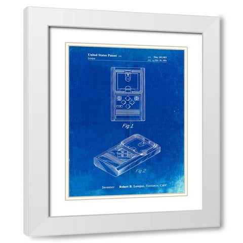 PP950-Faded Blueprint Mattel Electronic Basketball Game Patent Poster White Modern Wood Framed Art Print with Double Matting by Borders, Cole