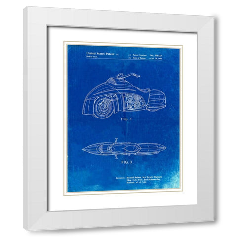 PP1015-Faded Blueprint Robin Motorcycle Patent Poster White Modern Wood Framed Art Print with Double Matting by Borders, Cole