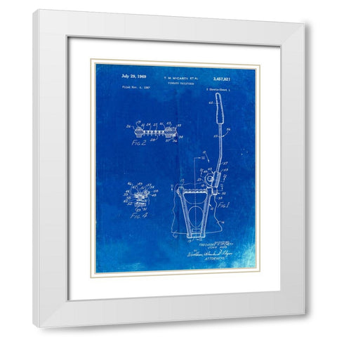 PP1122-Faded Blueprint Vibrato Tailpiece Patent Wall Art Poster White Modern Wood Framed Art Print with Double Matting by Borders, Cole