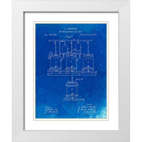 PP80-Faded Blueprint Brewing Beer And Ale Poster White Modern Wood Framed Art Print with Double Matting by Borders, Cole